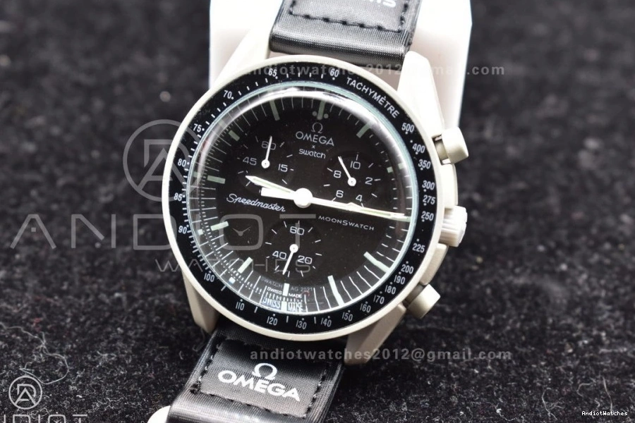 Nylon 1184 Swatch Mission Quartz Moon x on Omega The to Strap Bioceramic Vibrant Moonwatch 1227